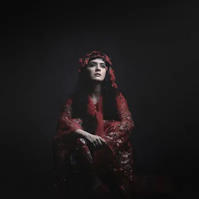 Mysterious Woman Deep Red, wall art by Moein Hasheminasab