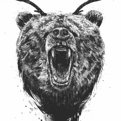 Roaring Bear Antlers, wall art by Balazs Solti
