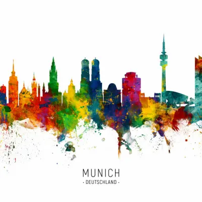 Vibrant Munich Skyline, wall art by Michael Tompsett