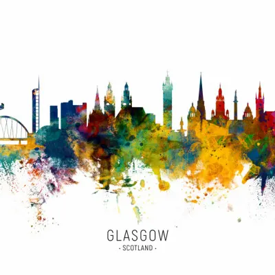 Vibrant Glasgow Skyline, wall art by Michael Tompsett