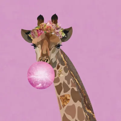 Pink Bubblegum Giraffe, wall art by Sarah Manovski