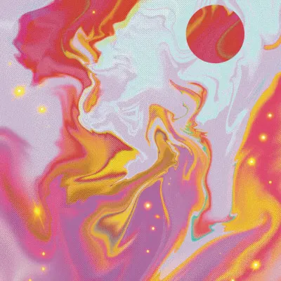Vibrant Fluid Planet Glow, wall art by Amy Louise Baker