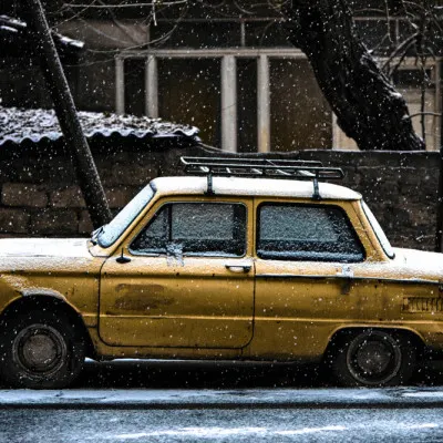 Vintage Car Snowy Street, wall art by Vladislav Danilov