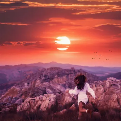 Joyful Run At Sunset, wall art by Ritvik takkar
