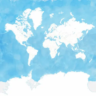 Watercolor World Map, wall art by Rosana Laiz Blursbyai
