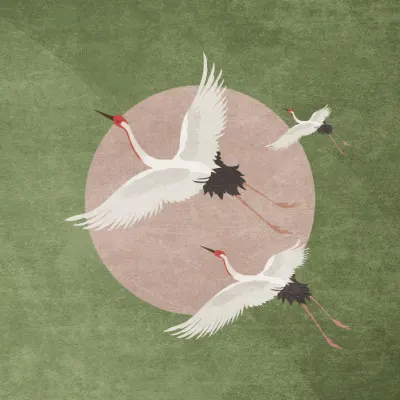 Cranes in Flight, wall art by Emel Tunaboylu