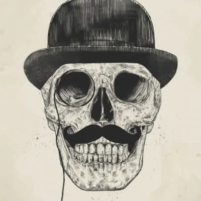 Dapper Gentleman Skull, wall art by Balazs Solti