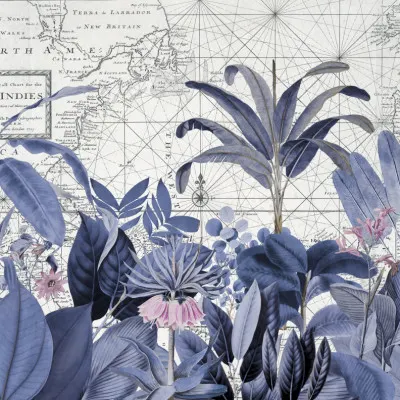 Blue Tropical Map, wall art by Andrea Haase