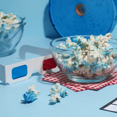 Movie Night Popcorn Glasses, wall art by Julia Ramiro