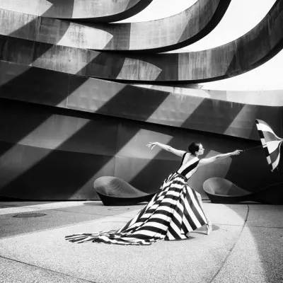 Dramatic Striped Dress Dance, wall art by Tali Stein