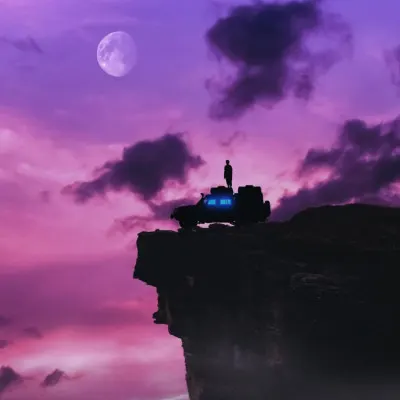 Purple Moon Cliff View, wall art by Ritvik takkar
