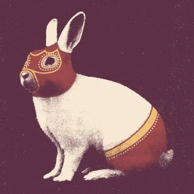Lucha Libre Rabbit, wall art by Florent Bodart