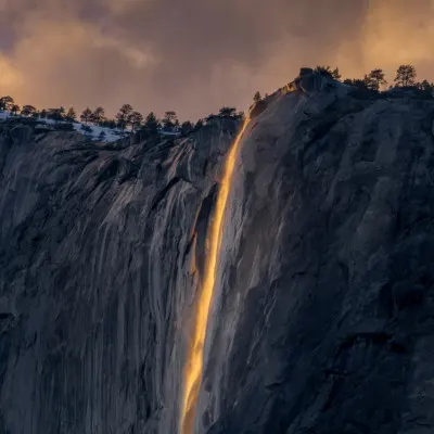 Glowing Mountain Waterfall, wall art by Jingyu Wu
