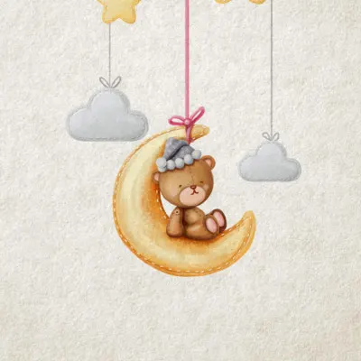 Sleepy Bear Moon Dreams, wall art by Xuan Thai
