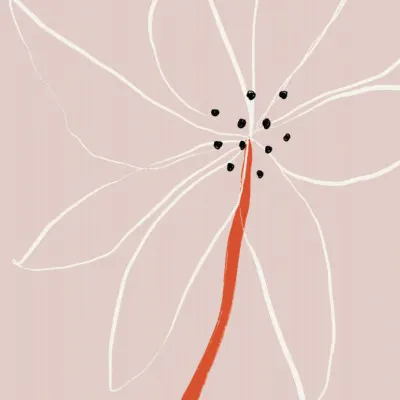 Delicate Abstract Flower with White Petals, wall art by uplusmestudio