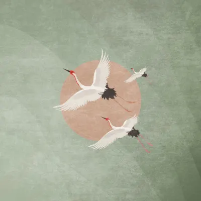 Cranes in Flight, wall art by Emel Tunaboylu