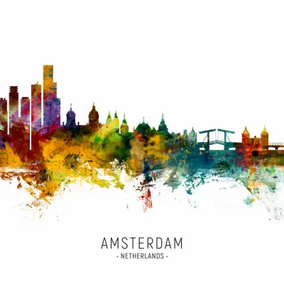 Vibrant Amsterdam Skyline, wall art by Michael Tompsett