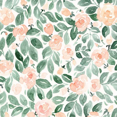 Soft Peach Floral Pattern, wall art by Rosana Laiz Blursbyai