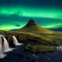 Green Aurora Over Kirkjufell, wall art by Carlos Resende