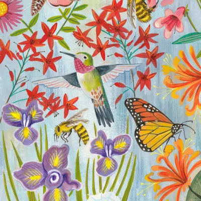 Pollinators and flowers, wall art by Caroline Bonne Müller