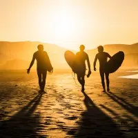 Golden Hour Surfers, wall art by Miha Pavlin