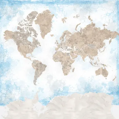 Vintage Watercolor World Map, wall art by Rosana Laiz Blursbyai