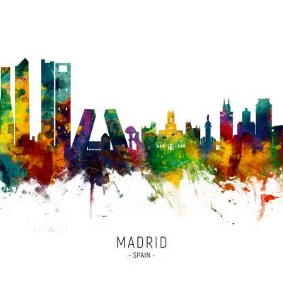Vibrant Madrid Skyline, wall art by Michael Tompsett