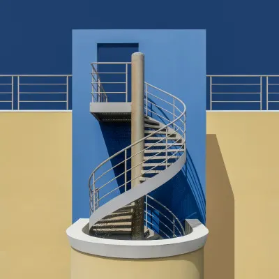 Geometric Blue Staircase, wall art by wiebe wilbers