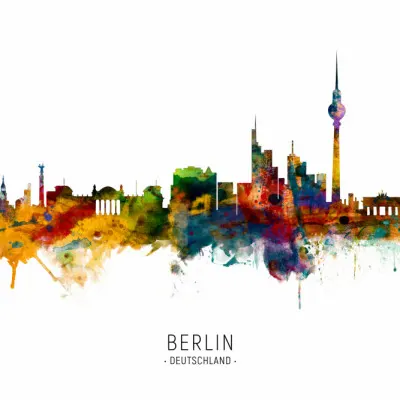 Colorful Berlin Skyline, wall art by Michael Tompsett