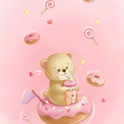 Sweet Boba Bear, wall art by Xuan Thai