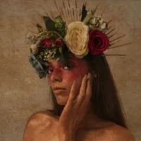 Painted Flower Goddess, wall art by Kiki Yuan