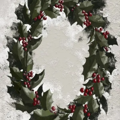 Rustic Holly Wreath, wall art by Rosana Laiz Blursbyai