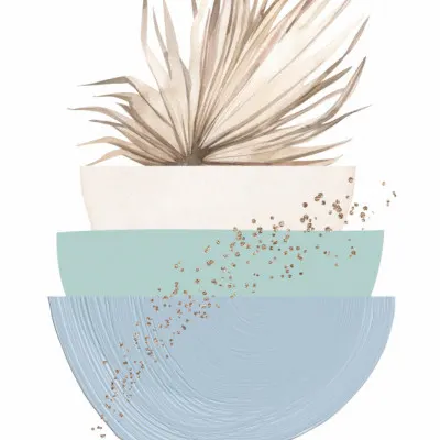Boho Botanical Stacks, wall art by Sally Ann Moss