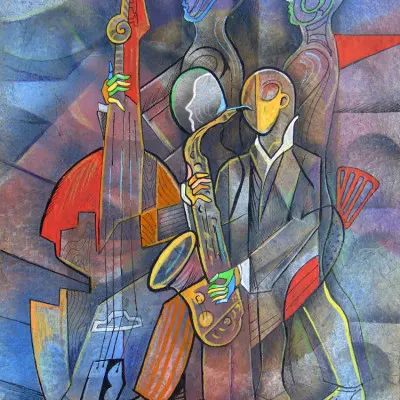 Cubist Jazz Performance, wall art by Ricardo Maya