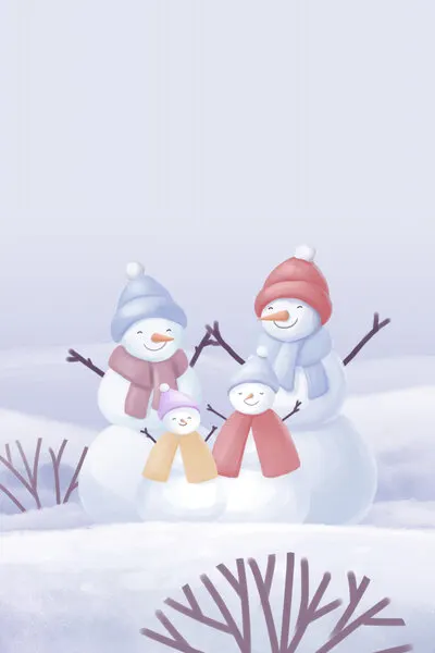 Happy Snowmen Family, wall art by Xuan Thai