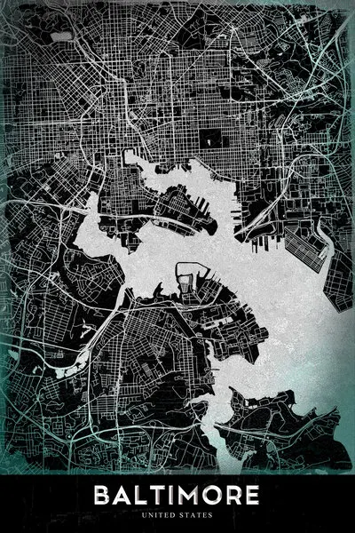 Baltimore City Map, wall art by StudioSix
