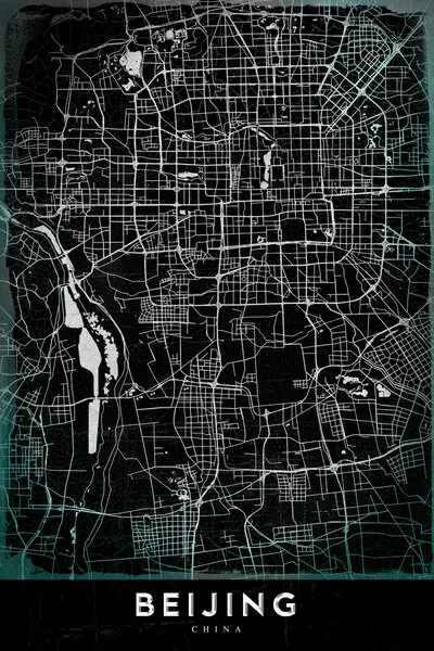 Dark Beijing City Map, wall art by StudioSix
