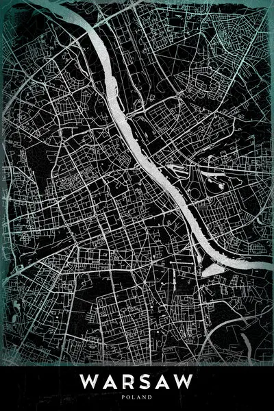 Warsaw City Map, wall art by StudioSix
