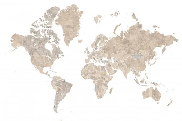 Vintage World Map, wall art by Rosana Laiz Blursbyai