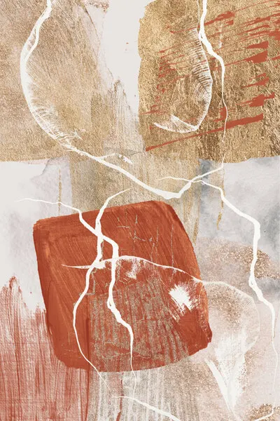 Cracked Gold Terracotta Abstract, wall art by Sally Ann Moss