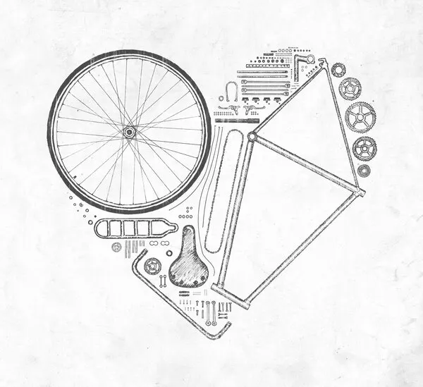 Bicycle Love Heart, wall art by Florent Bodart