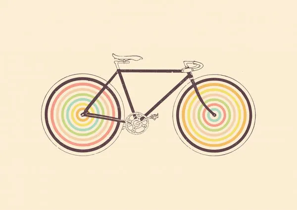 Colorful Retro Bike, wall art by Florent Bodart