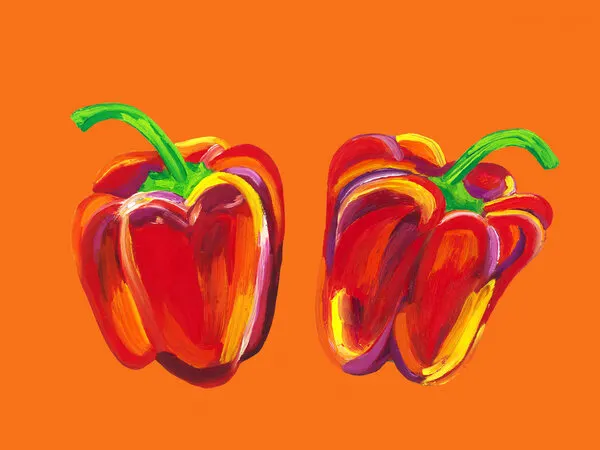 Vibrant Red Peppers, wall art by Alice Straker