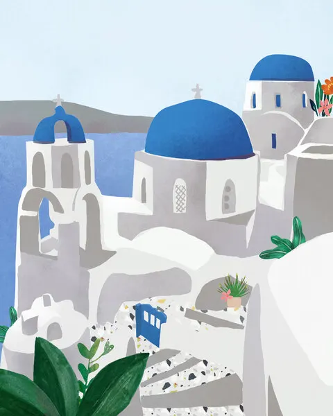 Santorini island, wall art by Petra Lizde