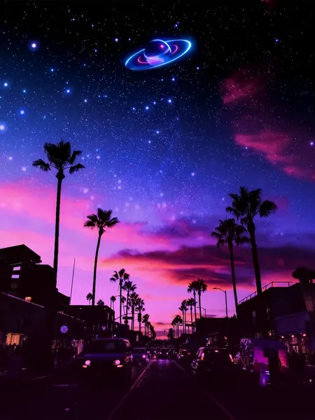 Cosmic Palm Street, wall art by Ritvik takkar
