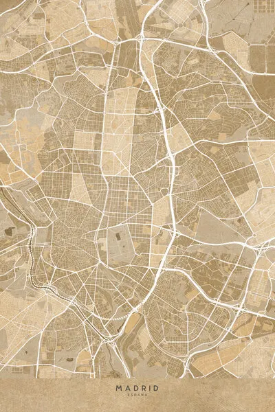 Madrid City Map, wall art by Rosana Laiz Blursbyai