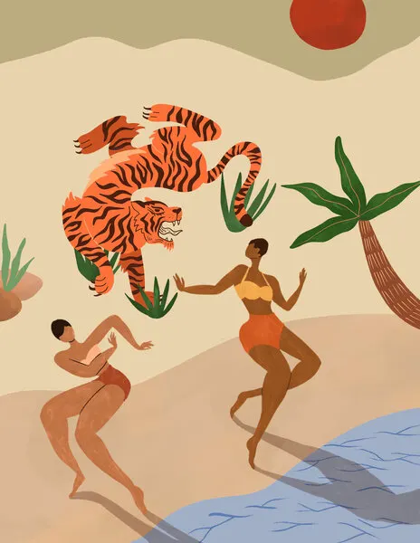 Dancing Tiger, wall art by Arty Guava