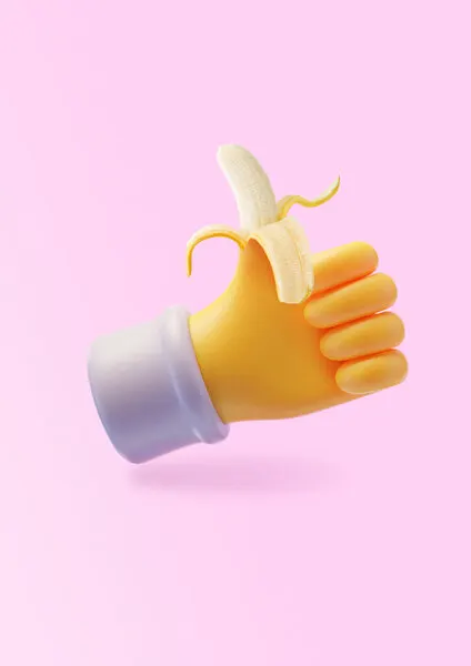 Banana Thumbs Up Hand, wall art by Artem Pozdniakov