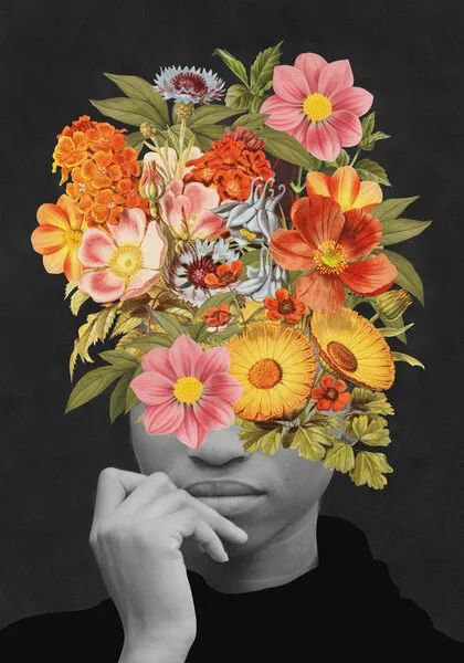 Surreal Floral Portrait, wall art by Frida Floral Studio