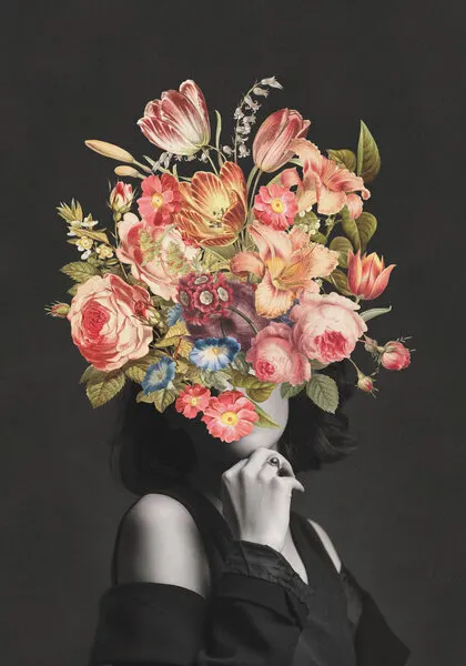 Pensive Floral Portrait, wall art by Frida Floral Studio